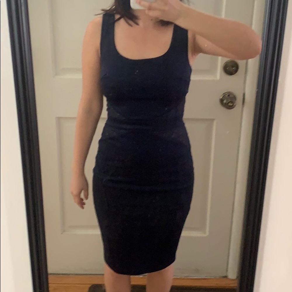 Lulus blue bodycon midi dress.